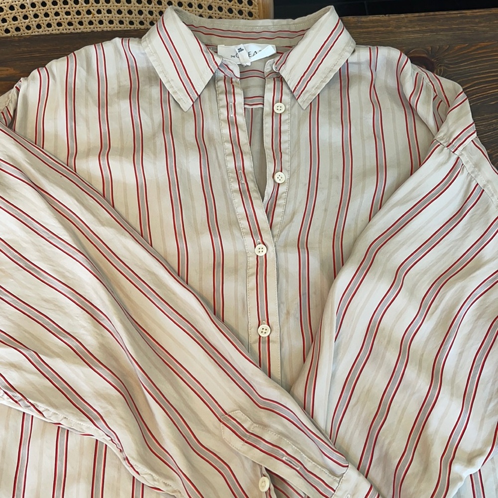 The Great, washed silk long blouse